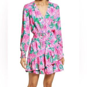Lilly Pulitzer Cristiana Stretch Dress Navy Always Be Blooming Size 10